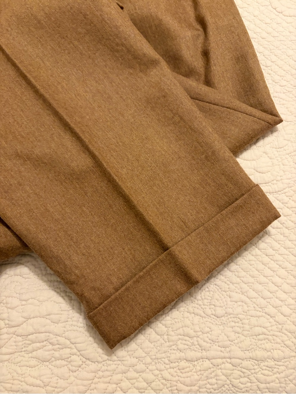 Lauren Ralph Lauren  Women’s  100% Worsted Wool Pleated Cuffed Pants Brown Sz 16 - Picture 4 of 5